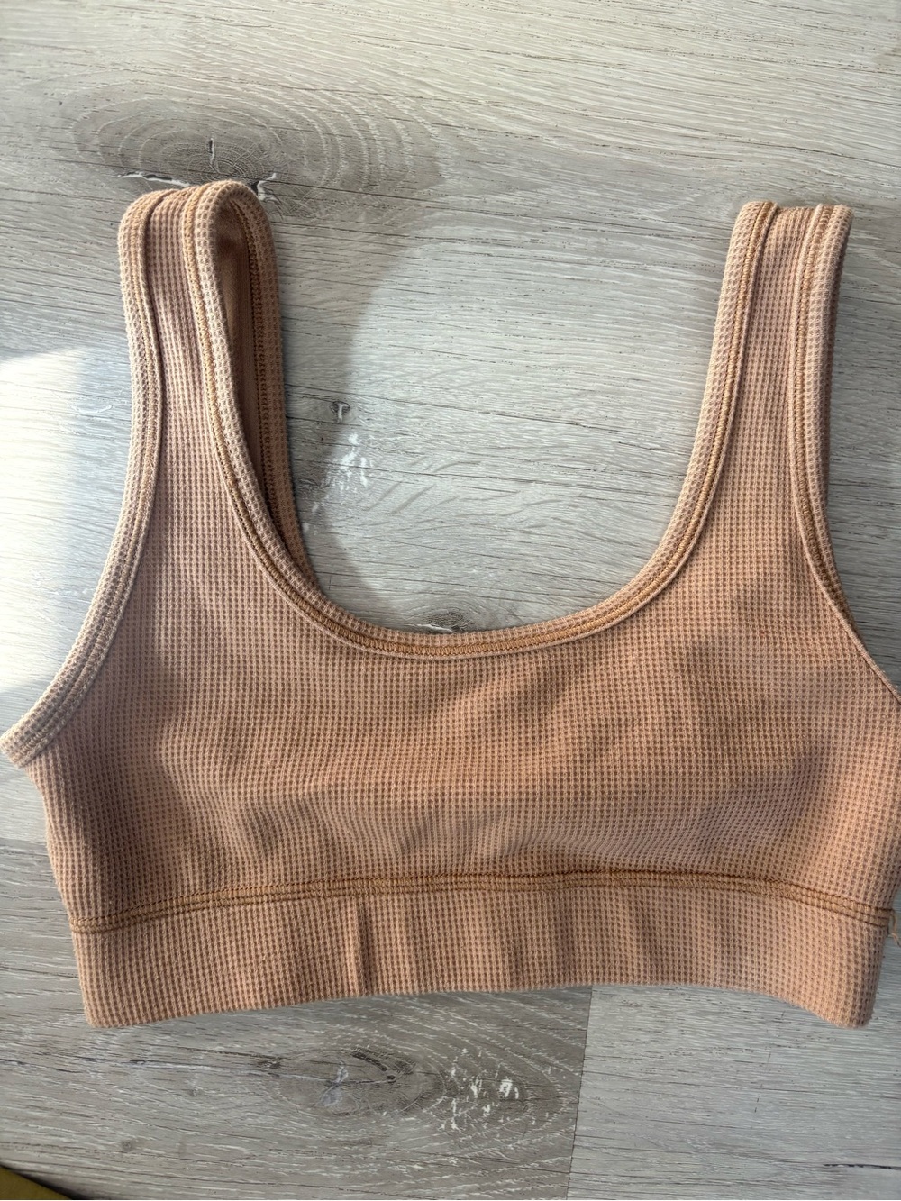 TNA Waffle-Knit Sports Bra — Beige